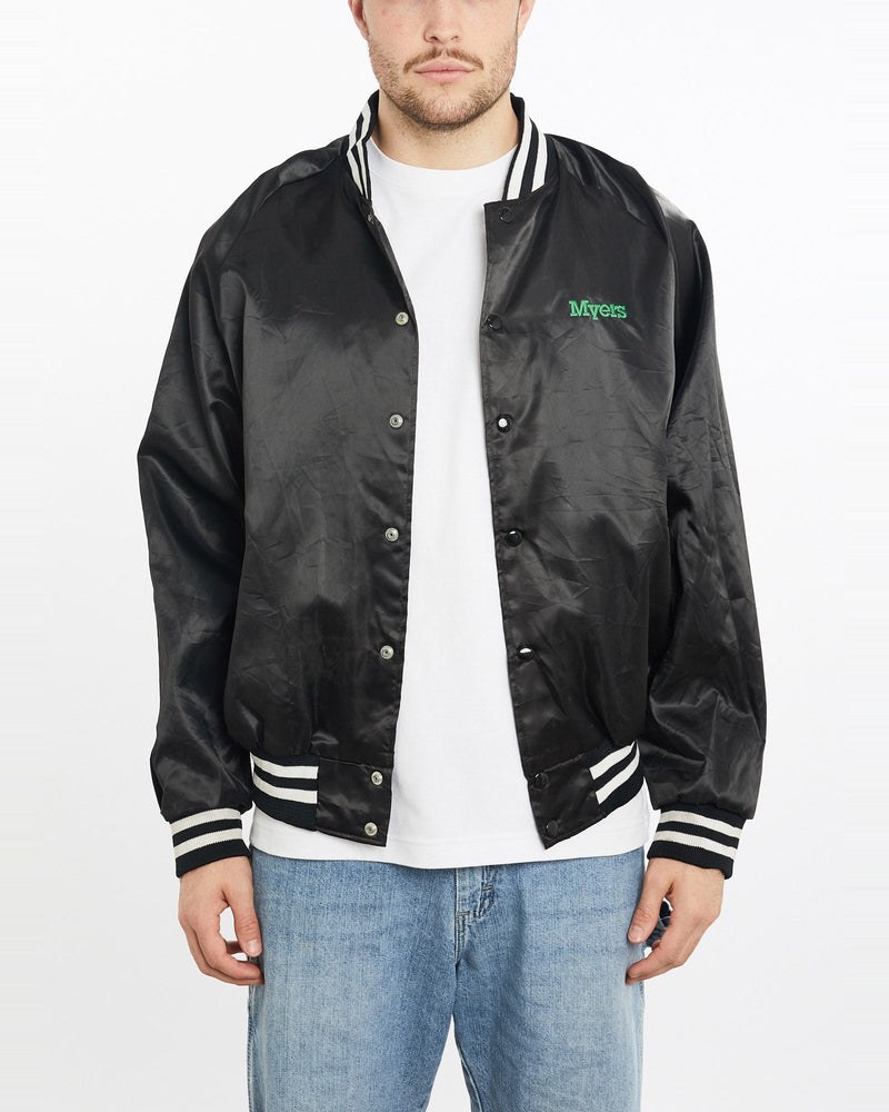 Vintage, 80s, Satin, Bomber, Jacket, The Real Deal, size extra large, colour Black, newtown, sydney, australia, thrift store, opshop, preloved, secondhand, sustainable, retro, antique, 70s, 80s, 90s, 2000s, 00s, fashion, clothing, streetwear, trendy, garment, style, boutique, store, shop, archive, sale, cheap, best, top, Jackets