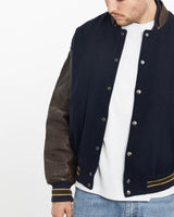 Vintage, 90s, Varsity, Jacket, The Real Deal, size extra large, colour Navy, newtown, sydney, australia, thrift store, opshop, preloved, secondhand, sustainable, retro, antique, 70s, 80s, 90s, 2000s, 00s, fashion, clothing, streetwear, trendy, garment, style, boutique, store, shop, archive, sale, cheap, best, top, Jackets