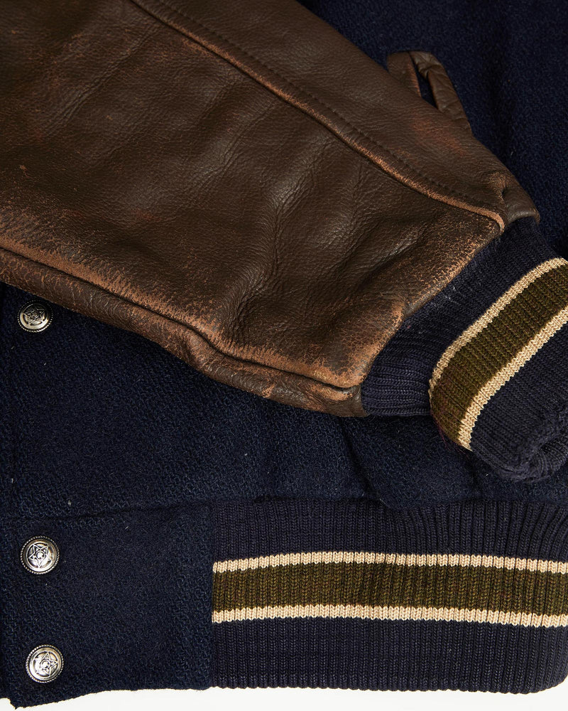 Vintage, 90s, Varsity, Jacket, The Real Deal, size extra large, colour Navy, newtown, sydney, australia, thrift store, opshop, preloved, secondhand, sustainable, retro, antique, 70s, 80s, 90s, 2000s, 00s, fashion, clothing, streetwear, trendy, garment, style, boutique, store, shop, archive, sale, cheap, best, top, Jackets