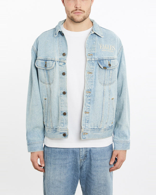 Vintage, 90s, Eagles, Denim, Jacket, The Real Deal, size extra large, colour Blue, newtown, sydney, australia, thrift store, opshop, preloved, secondhand, sustainable, retro, antique, 70s, 80s, 90s, 2000s, 00s, fashion, clothing, streetwear, trendy, garment, style, boutique, store, shop, archive, sale, cheap, best, top, Jackets