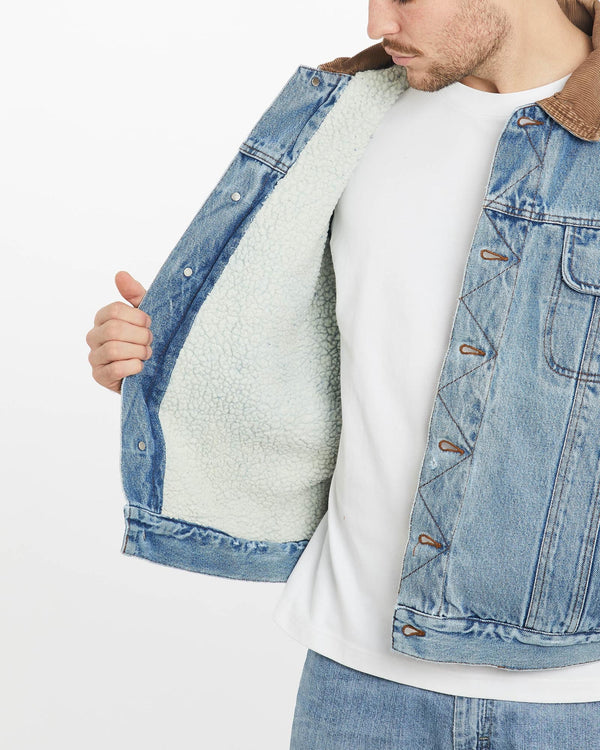 Vintage, 90s, Wrangler, Sherpa, Lined, Denim, Jacket, The Real Deal, size extra large, colour Blue, newtown, sydney, australia, thrift store, opshop, preloved, secondhand, sustainable, retro, antique, 70s, 80s, 90s, 2000s, 00s, fashion, clothing, streetwear, trendy, garment, style, boutique, store, shop, archive, sale, cheap, best, top, Jackets