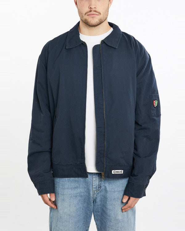 Vintage, 90s, Mechanic, Jacket, The Real Deal, size double extra large, colour Navy, newtown, sydney, australia, thrift store, opshop, preloved, secondhand, sustainable, retro, antique, 70s, 80s, 90s, 2000s, 00s, fashion, clothing, streetwear, trendy, garment, style, boutique, store, shop, archive, sale, cheap, best, top, Jackets