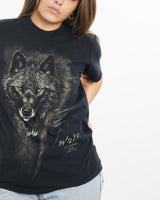Vintage, 90s, Wolf, Wildlife, Tee, The Real Deal, size extra small, colour Black, newtown, sydney, australia, thrift store, opshop, preloved, secondhand, sustainable, retro, antique, 70s, 80s, 90s, 2000s, 00s, fashion, clothing, streetwear, trendy, garment, style, boutique, store, shop, archive, sale, cheap, best, top, T-Shirts