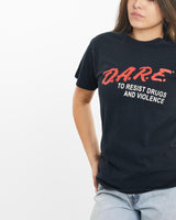 Vintage, 90s, D.A.R.E., Tee, The Real Deal, size extra small, colour Black, newtown, sydney, australia, thrift store, opshop, preloved, secondhand, sustainable, retro, antique, 70s, 80s, 90s, 2000s, 00s, fashion, clothing, streetwear, trendy, garment, style, boutique, store, shop, archive, sale, cheap, best, top, T-Shirts