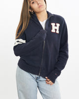 Vintage, Tommy, Hilfiger, Knit, Full, Zip, Sweater, The Real Deal, size small, colour Navy, newtown, sydney, australia, thrift store, opshop, preloved, secondhand, sustainable, retro, antique, 70s, 80s, 90s, 2000s, 00s, fashion, clothing, streetwear, trendy, garment, style, boutique, store, shop, archive, sale, cheap, best, top, Sweats and hoodies