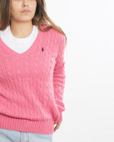 Vintage, 90s, Ralph, Lauren, Polo, Sport, Cable, Knit, Sweater, The Real Deal, size small, colour Pink, newtown, sydney, australia, thrift store, opshop, preloved, secondhand, sustainable, retro, antique, 70s, 80s, 90s, 2000s, 00s, fashion, clothing, streetwear, trendy, garment, style, boutique, store, shop, archive, sale, cheap, best, top, Sweats and hoodies