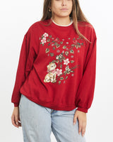 Vintage, 90s, Cat, Wildlife, Sweatshirt, The Real Deal, size small, colour Red, newtown, sydney, australia, thrift store, opshop, preloved, secondhand, sustainable, retro, antique, 70s, 80s, 90s, 2000s, 00s, fashion, clothing, streetwear, trendy, garment, style, boutique, store, shop, archive, sale, cheap, best, top, Sweats and hoodies