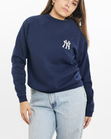Vintage, 90s, MLB, New, York, Yankees, Sweatshirt, The Real Deal, size extra small, colour Navy, newtown, sydney, australia, thrift store, opshop, preloved, secondhand, sustainable, retro, antique, 70s, 80s, 90s, 2000s, 00s, fashion, clothing, streetwear, trendy, garment, style, boutique, store, shop, archive, sale, cheap, best, top, Sweats and hoodies