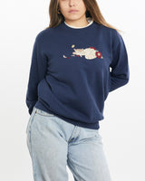 Vintage, 90s, Cat, Sweatshirt, The Real Deal, size extra small, colour Navy, newtown, sydney, australia, thrift store, opshop, preloved, secondhand, sustainable, retro, antique, 70s, 80s, 90s, 2000s, 00s, fashion, clothing, streetwear, trendy, garment, style, boutique, store, shop, archive, sale, cheap, best, top, Sweats and hoodies