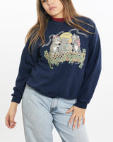 Vintage, 90s, Cat, Sweatshirt, The Real Deal, size extra small, colour Navy, newtown, sydney, australia, thrift store, opshop, preloved, secondhand, sustainable, retro, antique, 70s, 80s, 90s, 2000s, 00s, fashion, clothing, streetwear, trendy, garment, style, boutique, store, shop, archive, sale, cheap, best, top, Sweats and hoodies