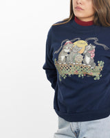 Vintage, 90s, Cat, Sweatshirt, The Real Deal, size extra small, colour Navy, newtown, sydney, australia, thrift store, opshop, preloved, secondhand, sustainable, retro, antique, 70s, 80s, 90s, 2000s, 00s, fashion, clothing, streetwear, trendy, garment, style, boutique, store, shop, archive, sale, cheap, best, top, Sweats and hoodies