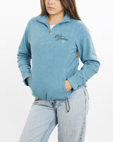Vintage, Harley, Davidson, Quarter, Zip, Fleece, Sweatshirt, The Real Deal, size extra small, colour Blue, newtown, sydney, australia, thrift store, opshop, preloved, secondhand, sustainable, retro, antique, 70s, 80s, 90s, 2000s, 00s, fashion, clothing, streetwear, trendy, garment, style, boutique, store, shop, archive, sale, cheap, best, top, Sweats and hoodies