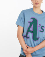 Vintage, 90s, MLB, Oakland, Athletics, Tee, The Real Deal, size medium, colour Blue, newtown, sydney, australia, thrift store, opshop, preloved, secondhand, sustainable, retro, antique, 70s, 80s, 90s, 2000s, 00s, fashion, clothing, streetwear, trendy, garment, style, boutique, store, shop, archive, sale, cheap, best, top, T-Shirts