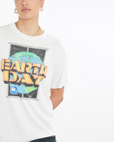 Vintage, 90s, Earth, Day, Tee, The Real Deal, size medium, colour White, newtown, sydney, australia, thrift store, opshop, preloved, secondhand, sustainable, retro, antique, 70s, 80s, 90s, 2000s, 00s, fashion, clothing, streetwear, trendy, garment, style, boutique, store, shop, archive, sale, cheap, best, top, T-Shirts