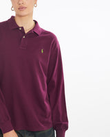 Vintage, 90s, Polo, Ralph, Lauren, Long, Sleeve, Polo, Shirt, The Real Deal, size large, colour Burgundy, newtown, sydney, australia, thrift store, opshop, preloved, secondhand, sustainable, retro, antique, 70s, 80s, 90s, 2000s, 00s, fashion, clothing, streetwear, trendy, garment, style, boutique, store, shop, archive, sale, cheap, best, top, Shirts