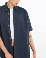 Vintage, 90s, Polo, Ralph, Lauren, Short, Sleeve, Button, Up, Shirt, The Real Deal, size large, colour Navy, newtown, sydney, australia, thrift store, opshop, preloved, secondhand, sustainable, retro, antique, 70s, 80s, 90s, 2000s, 00s, fashion, clothing, streetwear, trendy, garment, style, boutique, store, shop, archive, sale, cheap, best, top, Shirts