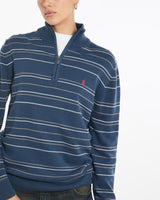 Vintage, 90s, Polo, Ralph, Lauren, Quarter, Zip, Knit, Sweater, The Real Deal, size large, colour Blue, newtown, sydney, australia, thrift store, opshop, preloved, secondhand, sustainable, retro, antique, 70s, 80s, 90s, 2000s, 00s, fashion, clothing, streetwear, trendy, garment, style, boutique, store, shop, archive, sale, cheap, best, top, Sweats and hoodies