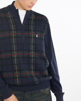 Vintage, 90s, Polo, Ralph, Lauren, Quarter, Zip, Knit, Sweater, The Real Deal, size large, colour Navy, newtown, sydney, australia, thrift store, opshop, preloved, secondhand, sustainable, retro, antique, 70s, 80s, 90s, 2000s, 00s, fashion, clothing, streetwear, trendy, garment, style, boutique, store, shop, archive, sale, cheap, best, top, Sweats and hoodies