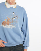 Vintage, 90s, Wildlife, Collared, Sweatshirt, The Real Deal, size medium, colour Blue, newtown, sydney, australia, thrift store, opshop, preloved, secondhand, sustainable, retro, antique, 70s, 80s, 90s, 2000s, 00s, fashion, clothing, streetwear, trendy, garment, style, boutique, store, shop, archive, sale, cheap, best, top, Sweats and hoodies