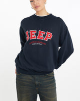 Vintage, Jeep, Sweatshirt, The Real Deal, size large, colour Navy, newtown, sydney, australia, thrift store, opshop, preloved, secondhand, sustainable, retro, antique, 70s, 80s, 90s, 2000s, 00s, fashion, clothing, streetwear, trendy, garment, style, boutique, store, shop, archive, sale, cheap, best, top, Sweats and hoodies