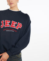 Vintage, Jeep, Sweatshirt, The Real Deal, size large, colour Navy, newtown, sydney, australia, thrift store, opshop, preloved, secondhand, sustainable, retro, antique, 70s, 80s, 90s, 2000s, 00s, fashion, clothing, streetwear, trendy, garment, style, boutique, store, shop, archive, sale, cheap, best, top, Sweats and hoodies