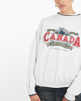 Vintage, 90s, Canada, Wilderness, Wildlife, Sweatshirt, The Real Deal, size medium, colour White, newtown, sydney, australia, thrift store, opshop, preloved, secondhand, sustainable, retro, antique, 70s, 80s, 90s, 2000s, 00s, fashion, clothing, streetwear, trendy, garment, style, boutique, store, shop, archive, sale, cheap, best, top, Sweats and hoodies