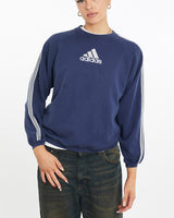 Vintage, 90s, Adidas, Sweatshirt, The Real Deal, size medium, colour Navy, newtown, sydney, australia, thrift store, opshop, preloved, secondhand, sustainable, retro, antique, 70s, 80s, 90s, 2000s, 00s, fashion, clothing, streetwear, trendy, garment, style, boutique, store, shop, archive, sale, cheap, best, top, Sweats and hoodies