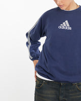 Vintage, 90s, Adidas, Sweatshirt, The Real Deal, size medium, colour Navy, newtown, sydney, australia, thrift store, opshop, preloved, secondhand, sustainable, retro, antique, 70s, 80s, 90s, 2000s, 00s, fashion, clothing, streetwear, trendy, garment, style, boutique, store, shop, archive, sale, cheap, best, top, Sweats and hoodies