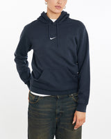 Vintage, Nike, Centre, Swoosh, Hooded, Sweatshirt, The Real Deal, size medium, colour Navy, newtown, sydney, australia, thrift store, opshop, preloved, secondhand, sustainable, retro, antique, 70s, 80s, 90s, 2000s, 00s, fashion, clothing, streetwear, trendy, garment, style, boutique, store, shop, archive, sale, cheap, best, top, Sweats and hoodies
