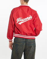 Vintage, 80s, University, of, Wisconsin, Bomber, Jacket, The Real Deal, size medium, colour Red, newtown, sydney, australia, thrift store, opshop, preloved, secondhand, sustainable, retro, antique, 70s, 80s, 90s, 2000s, 00s, fashion, clothing, streetwear, trendy, garment, style, boutique, store, shop, archive, sale, cheap, best, top, Jackets
