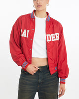 Vintage, 80s, NFL, Oakland, Raiders, Bomber, Jacket, The Real Deal, size medium, colour Red, newtown, sydney, australia, thrift store, opshop, preloved, secondhand, sustainable, retro, antique, 70s, 80s, 90s, 2000s, 00s, fashion, clothing, streetwear, trendy, garment, style, boutique, store, shop, archive, sale, cheap, best, top, Jackets