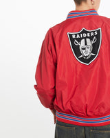 Vintage, 80s, NFL, Oakland, Raiders, Bomber, Jacket, The Real Deal, size medium, colour Red, newtown, sydney, australia, thrift store, opshop, preloved, secondhand, sustainable, retro, antique, 70s, 80s, 90s, 2000s, 00s, fashion, clothing, streetwear, trendy, garment, style, boutique, store, shop, archive, sale, cheap, best, top, Jackets