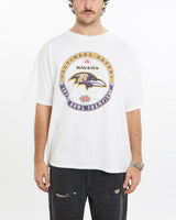 Vintage, NFL, Baltimore, Ravens, Tee, The Real Deal, size extra large, colour White, newtown, sydney, australia, thrift store, opshop, preloved, secondhand, sustainable, retro, antique, 70s, 80s, 90s, 2000s, 00s, fashion, clothing, streetwear, trendy, garment, style, boutique, store, shop, archive, sale, cheap, best, top, T-Shirts