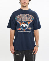 Vintage, 1998, NFL, Denver, Broncos, Tee, The Real Deal, size large, colour Navy, newtown, sydney, australia, thrift store, opshop, preloved, secondhand, sustainable, retro, antique, 70s, 80s, 90s, 2000s, 00s, fashion, clothing, streetwear, trendy, garment, style, boutique, store, shop, archive, sale, cheap, best, top, T-Shirts