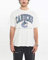 Vintage, NHL, Vancouver, Canucks, Tee, The Real Deal, size large, colour White, newtown, sydney, australia, thrift store, opshop, preloved, secondhand, sustainable, retro, antique, 70s, 80s, 90s, 2000s, 00s, fashion, clothing, streetwear, trendy, garment, style, boutique, store, shop, archive, sale, cheap, best, top, T-Shirts