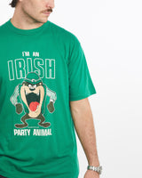 Vintage, 1990, Looney, Tunes, Taz, Devil, Irish, Tee, The Real Deal, size large, colour Green, newtown, sydney, australia, thrift store, opshop, preloved, secondhand, sustainable, retro, antique, 70s, 80s, 90s, 2000s, 00s, fashion, clothing, streetwear, trendy, garment, style, boutique, store, shop, archive, sale, cheap, best, top, T-Shirts