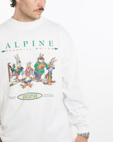 Vintage, 1991, Luney, Tunes, Skiing, Long, Sleeve, Tee, The Real Deal, size extra large, colour White, newtown, sydney, australia, thrift store, opshop, preloved, secondhand, sustainable, retro, antique, 70s, 80s, 90s, 2000s, 00s, fashion, clothing, streetwear, trendy, garment, style, boutique, store, shop, archive, sale, cheap, best, top, T-Shirts