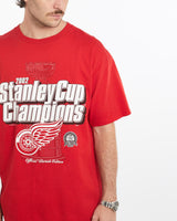 Vintage, 2002, NHL, Detroit, Red, Wings, Stanley, Cup, Tee, The Real Deal, size extra large, colour Red, newtown, sydney, australia, thrift store, opshop, preloved, secondhand, sustainable, retro, antique, 70s, 80s, 90s, 2000s, 00s, fashion, clothing, streetwear, trendy, garment, style, boutique, store, shop, archive, sale, cheap, best, top, T-Shirts