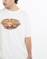 Vintage, Los, Banos, Rally, Tee, The Real Deal, size large, colour White, newtown, sydney, australia, thrift store, opshop, preloved, secondhand, sustainable, retro, antique, 70s, 80s, 90s, 2000s, 00s, fashion, clothing, streetwear, trendy, garment, style, boutique, store, shop, archive, sale, cheap, best, top, T-Shirts