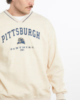 Vintage, NCAA, Pittsburgh, Panthers, Sweatshirt, The Real Deal, size large, colour Beige, newtown, sydney, australia, thrift store, opshop, preloved, secondhand, sustainable, retro, antique, 70s, 80s, 90s, 2000s, 00s, fashion, clothing, streetwear, trendy, garment, style, boutique, store, shop, archive, sale, cheap, best, top, Sweats and hoodies