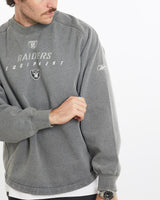 Vintage, NFL, Los, Angeles, Raiders, Sweatshirt, The Real Deal, size large, colour Grey, newtown, sydney, australia, thrift store, opshop, preloved, secondhand, sustainable, retro, antique, 70s, 80s, 90s, 2000s, 00s, fashion, clothing, streetwear, trendy, garment, style, boutique, store, shop, archive, sale, cheap, best, top, Sweats and hoodies