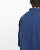 Vintage, 90s, Adidas, Quarter, Zip, Fleece, Sweatshirt, The Real Deal, size extra large, colour Blue, newtown, sydney, australia, thrift store, opshop, preloved, secondhand, sustainable, retro, antique, 70s, 80s, 90s, 2000s, 00s, fashion, clothing, streetwear, trendy, garment, style, boutique, store, shop, archive, sale, cheap, best, top, Sweats and hoodies