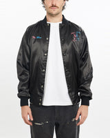 Vintage, 80s, Jeni's, Joint, Satin, Bomber, Jacket, The Real Deal, size large, colour Black, newtown, sydney, australia, thrift store, opshop, preloved, secondhand, sustainable, retro, antique, 70s, 80s, 90s, 2000s, 00s, fashion, clothing, streetwear, trendy, garment, style, boutique, store, shop, archive, sale, cheap, best, top, Jackets