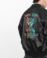 Vintage, 80s, Jeni's, Joint, Satin, Bomber, Jacket, The Real Deal, size large, colour Black, newtown, sydney, australia, thrift store, opshop, preloved, secondhand, sustainable, retro, antique, 70s, 80s, 90s, 2000s, 00s, fashion, clothing, streetwear, trendy, garment, style, boutique, store, shop, archive, sale, cheap, best, top, Jackets