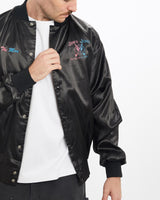 Vintage, 80s, Jeni's, Joint, Satin, Bomber, Jacket, The Real Deal, size large, colour Black, newtown, sydney, australia, thrift store, opshop, preloved, secondhand, sustainable, retro, antique, 70s, 80s, 90s, 2000s, 00s, fashion, clothing, streetwear, trendy, garment, style, boutique, store, shop, archive, sale, cheap, best, top, Jackets