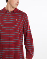 Vintage, 90s, Polo, Ralph, Lauren, Long, Sleeve, Polo, Shirt, The Real Deal, size double extra large, colour Red, newtown, sydney, australia, thrift store, opshop, preloved, secondhand, sustainable, retro, antique, 70s, 80s, 90s, 2000s, 00s, fashion, clothing, streetwear, trendy, garment, style, boutique, store, shop, archive, sale, cheap, best, top, Shirts