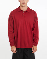 Vintage, Adidas, Long, Sleeve, Polo, Shirt, The Real Deal, size extra large, colour Red, newtown, sydney, australia, thrift store, opshop, preloved, secondhand, sustainable, retro, antique, 70s, 80s, 90s, 2000s, 00s, fashion, clothing, streetwear, trendy, garment, style, boutique, store, shop, archive, sale, cheap, best, top, Shirts