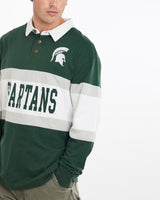 Vintage, 90s, NCAA, Michigan, State, Spartans, Rugby, Shirt, The Real Deal, size extra large, colour Green, newtown, sydney, australia, thrift store, opshop, preloved, secondhand, sustainable, retro, antique, 70s, 80s, 90s, 2000s, 00s, fashion, clothing, streetwear, trendy, garment, style, boutique, store, shop, archive, sale, cheap, best, top, Shirts