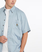 Vintage, 90s, Chaps, Ralph, Lauren, Short, Sleeve, Button, Up, Shirt, The Real Deal, size extra large, colour Blue, newtown, sydney, australia, thrift store, opshop, preloved, secondhand, sustainable, retro, antique, 70s, 80s, 90s, 2000s, 00s, fashion, clothing, streetwear, trendy, garment, style, boutique, store, shop, archive, sale, cheap, best, top, Shirts