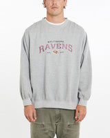 Vintage, NFL, Baltimore, Ravens, Sweatshirt, The Real Deal, size extra large, colour Grey, newtown, sydney, australia, thrift store, opshop, preloved, secondhand, sustainable, retro, antique, 70s, 80s, 90s, 2000s, 00s, fashion, clothing, streetwear, trendy, garment, style, boutique, store, shop, archive, sale, cheap, best, top, Sweats and hoodies